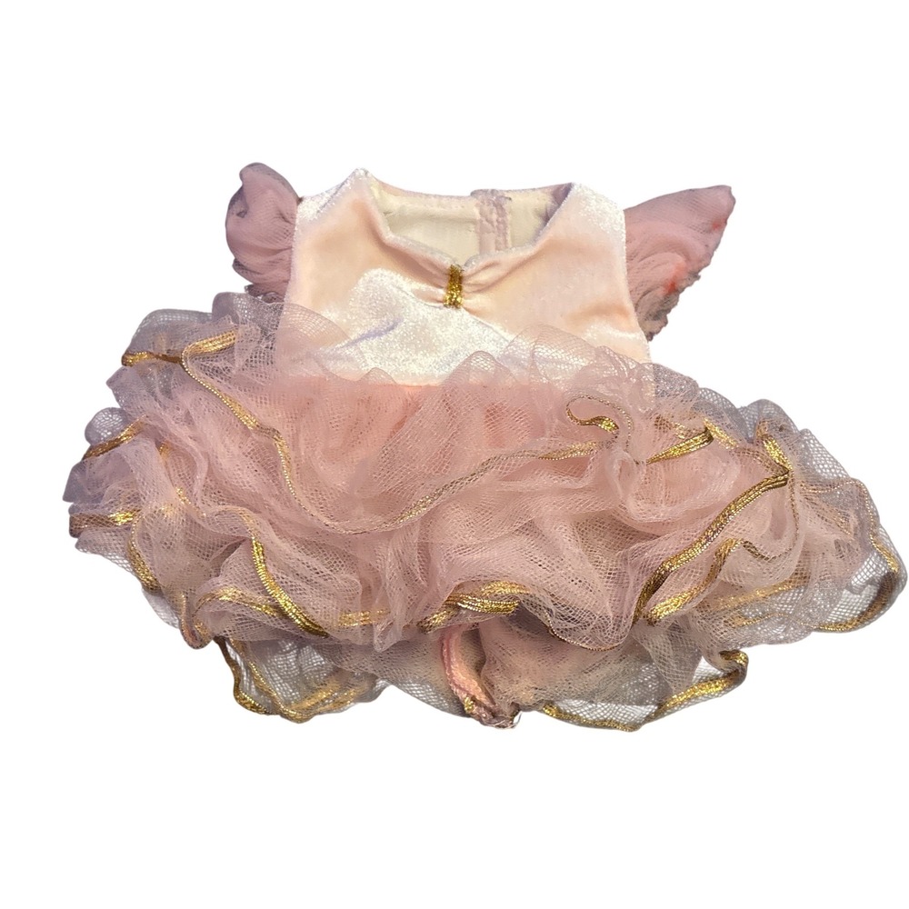 American Girl Bitty Baby Pink Gold Tulle Tutu Ballerina Dress 15" Doll